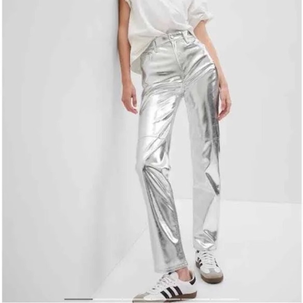 GAP cheeky straight high rise pants size 25 /0r color silver NWT